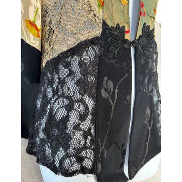 Tracy Collins Vintage 90s Womens Medium Floral Topper sheer Kimono top Made USA - Picture 3 of 8